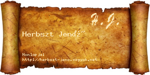 Herbszt Jenő névjegykártya